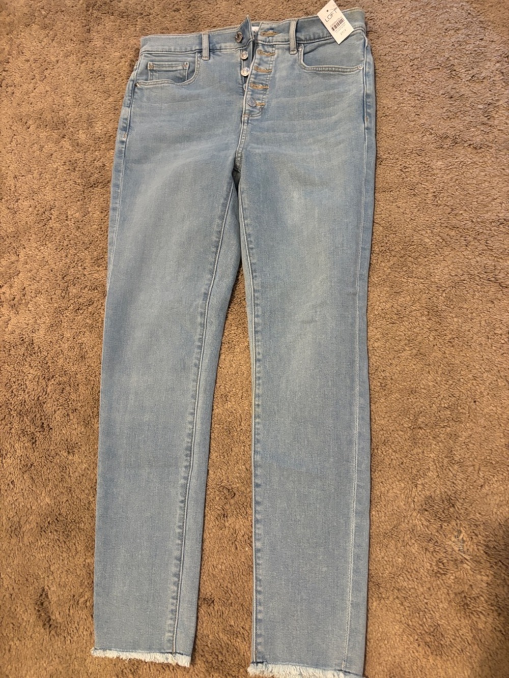 LOFT Light Blue Straight Leg Jeans with Button-Fly